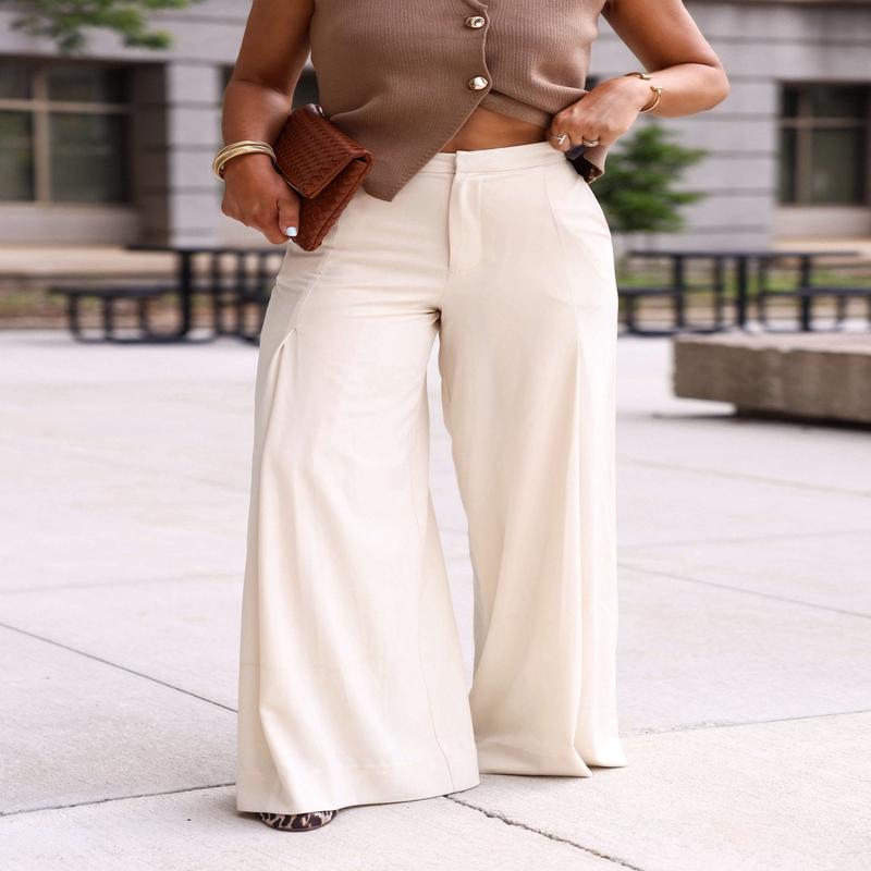 Collins Cream Wide Leg Trousers - FINAL SALE