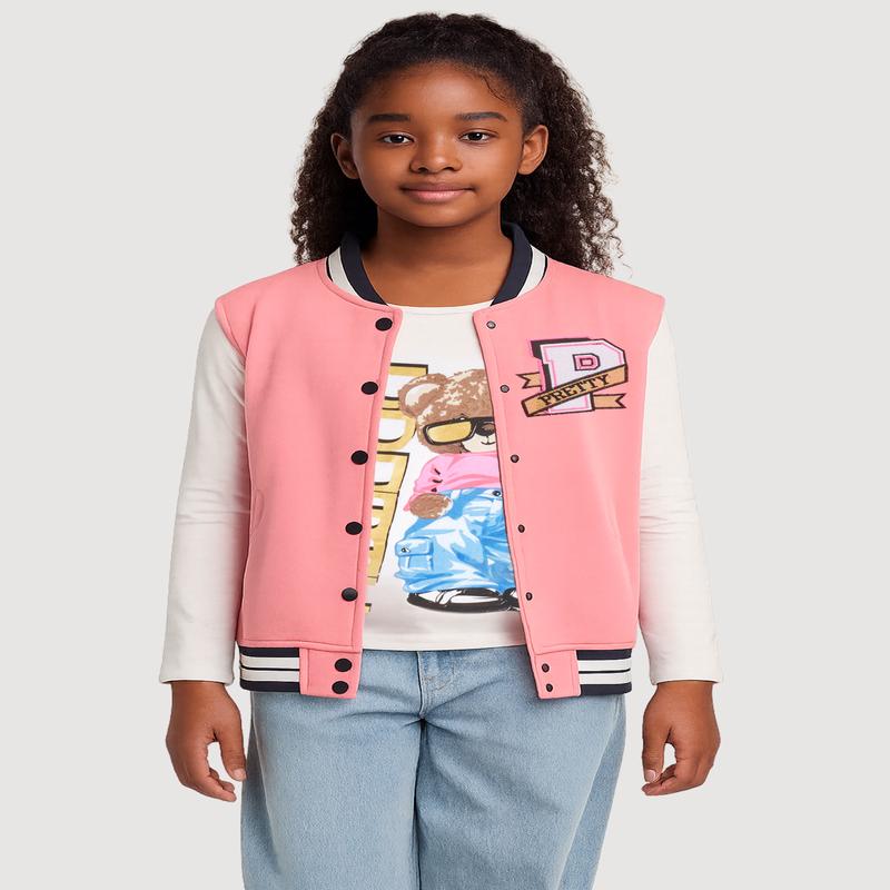 Girls Pretty Graphic Varsity Vest and Long Sleeve Tee