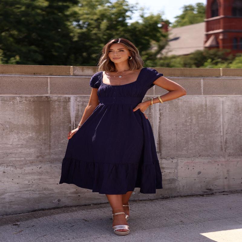 Marielle Navy Tiered Midi Dress - FINAL SALE