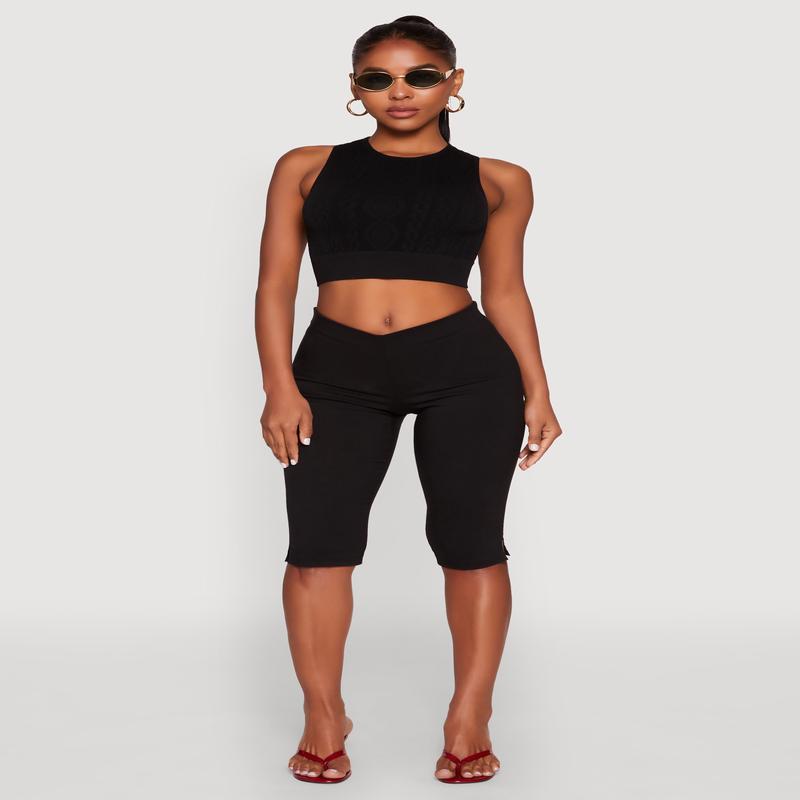 Seamless Cable Knit Crop Tank Top