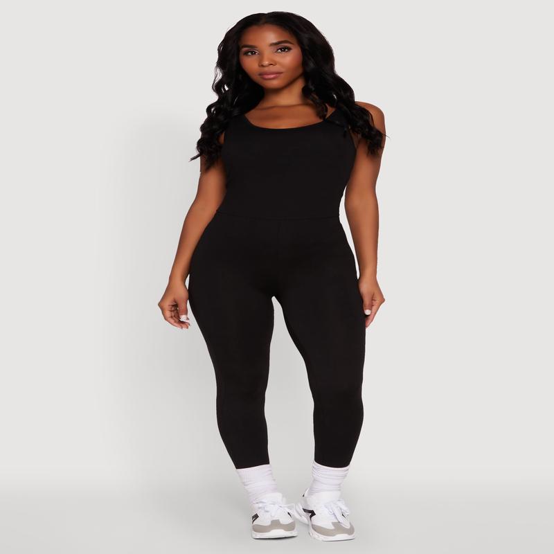 Trendy Sleeveless Crew Neck Skinny Leg Jumpsuit