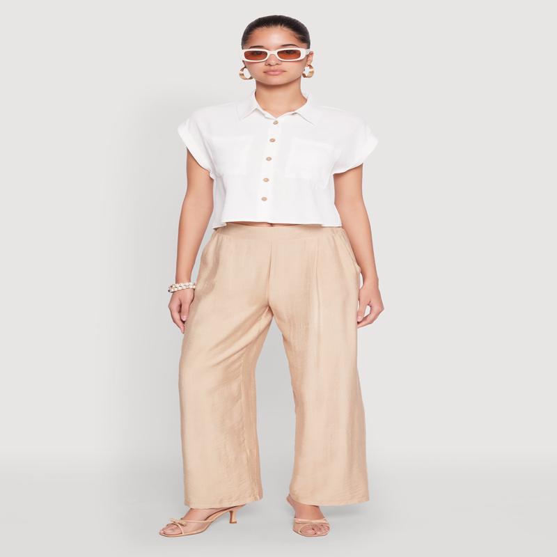 Crepe Knit Cropped Shirt