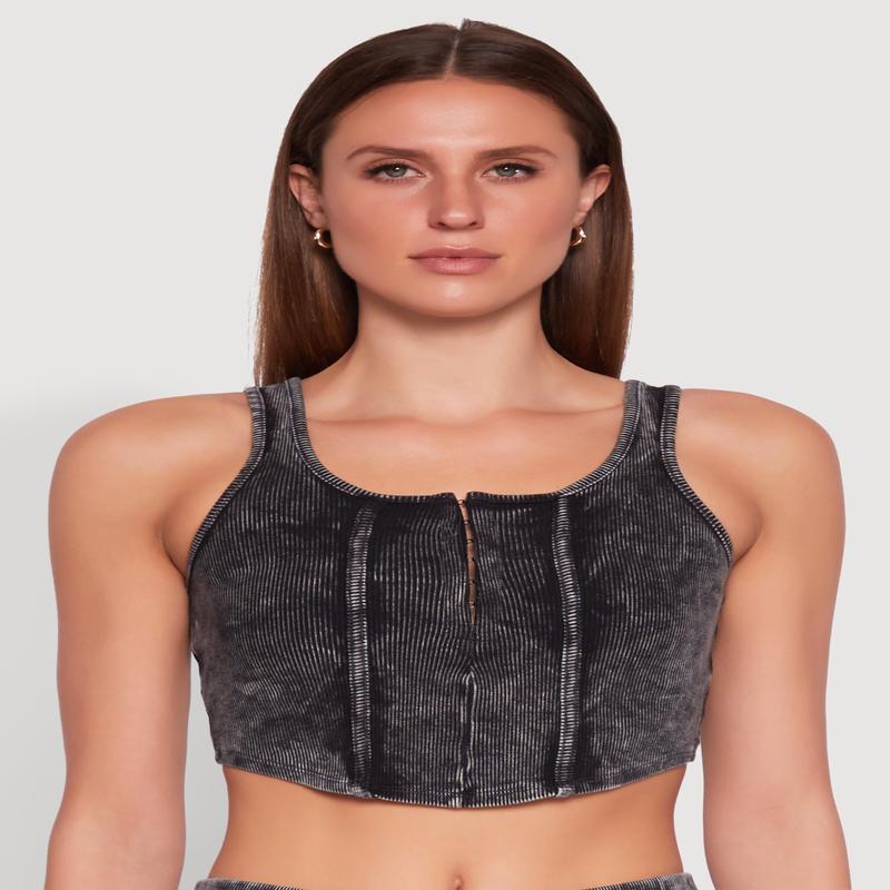 Cropped Mineral Wash Corset Top