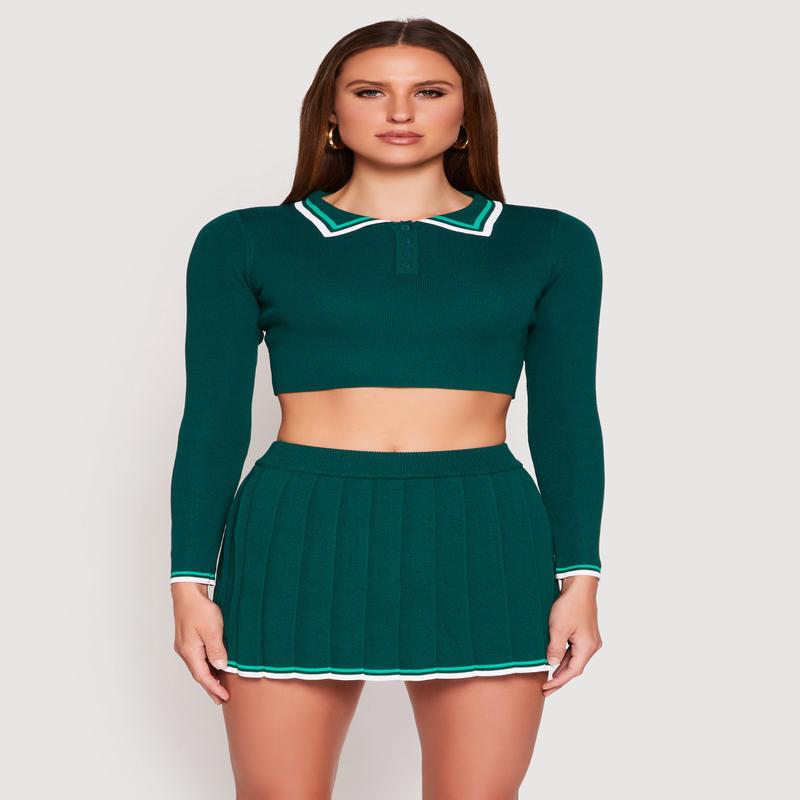 Daisy Varsity Stripe Cropped Polo Shirt