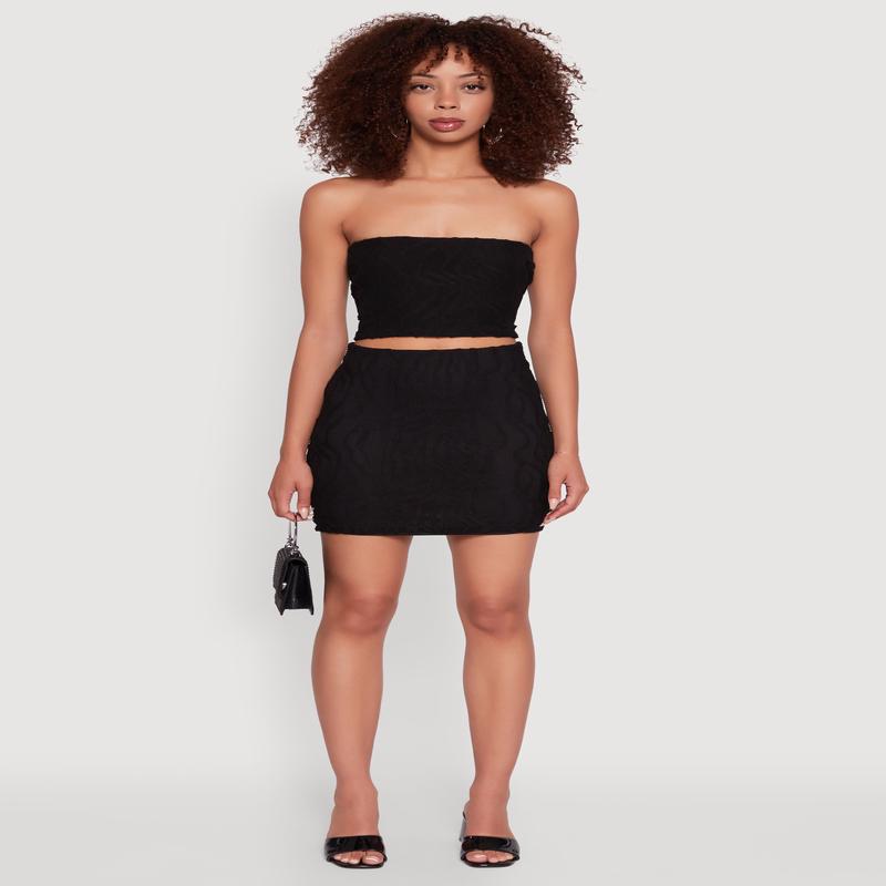 Haute Monde High Waisted Mesh Pencil Skirt