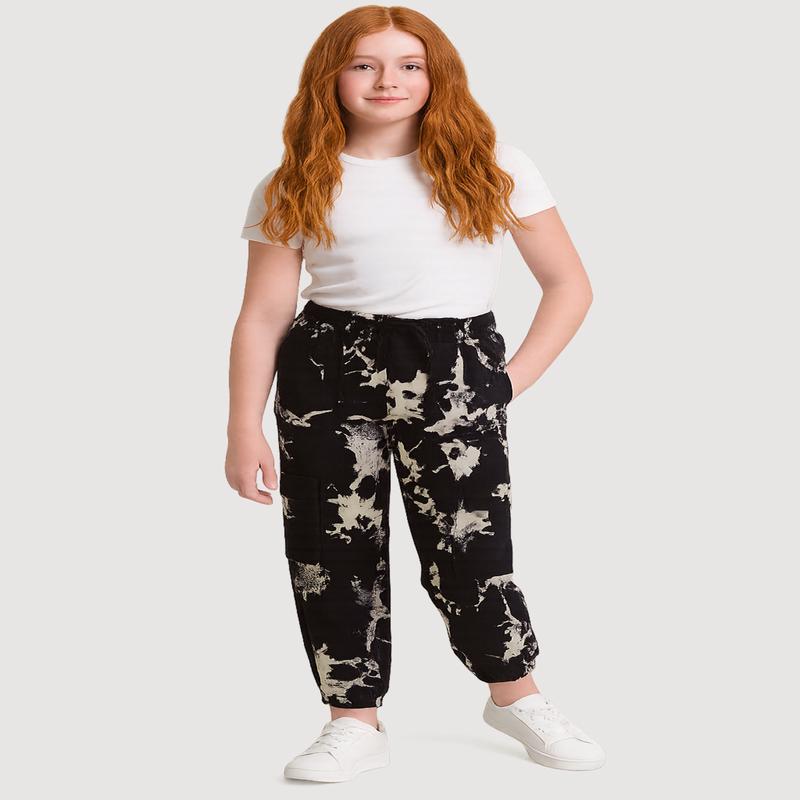 Girls Hyperstretch Printed Pattern Cargo Joggers