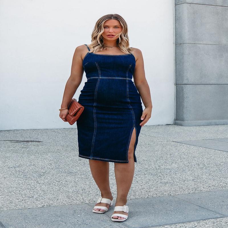 Steve Madden Giselle Denim Midi Dress - Dark Wash - FINAL SALE