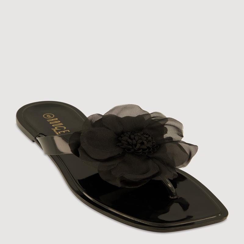 Flower Detail Jelly Thong Sandals