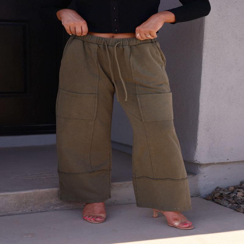 Green Cargo Wide Leg Pants