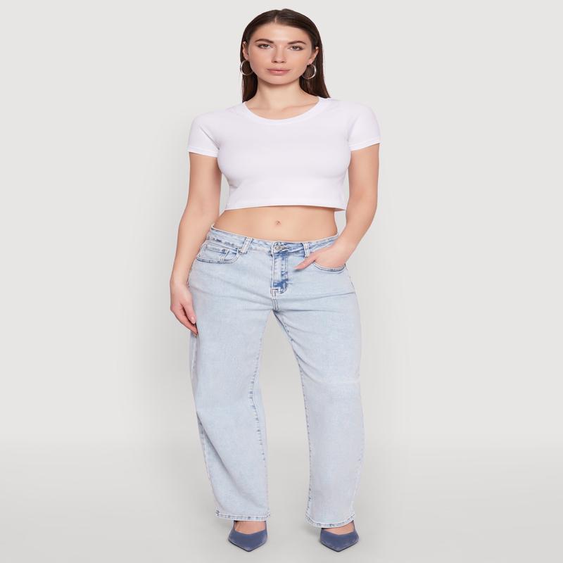 WAX Acid Wash Straight Leg Jeans