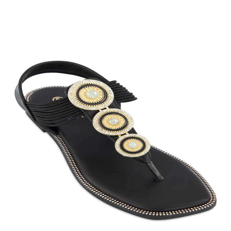 Three Pendant Corded Thong Sandals