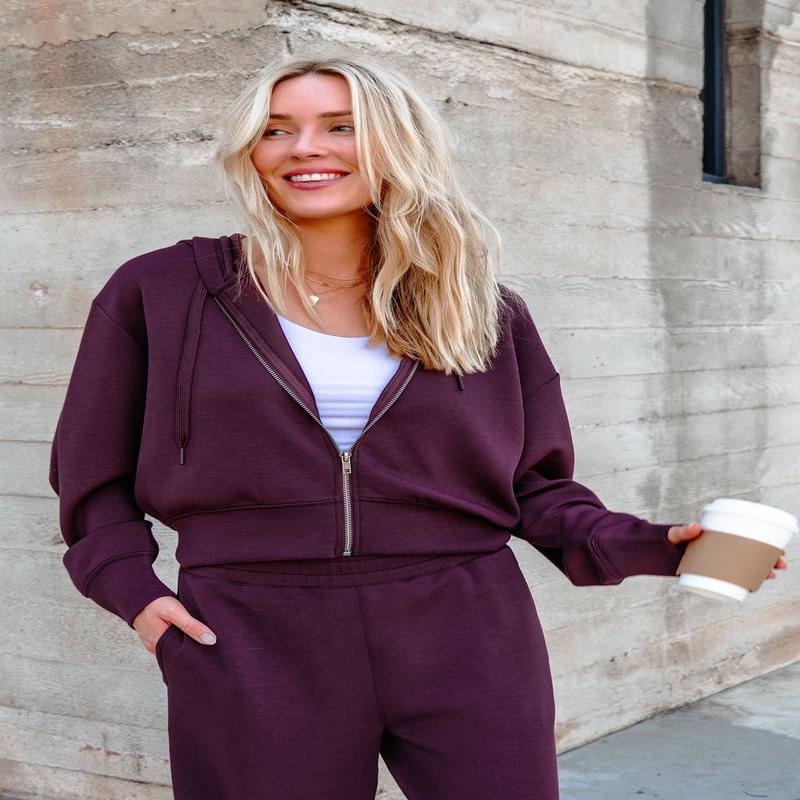 Vintage Havana Merlot Cloud Fleece Zip Up Hoodie