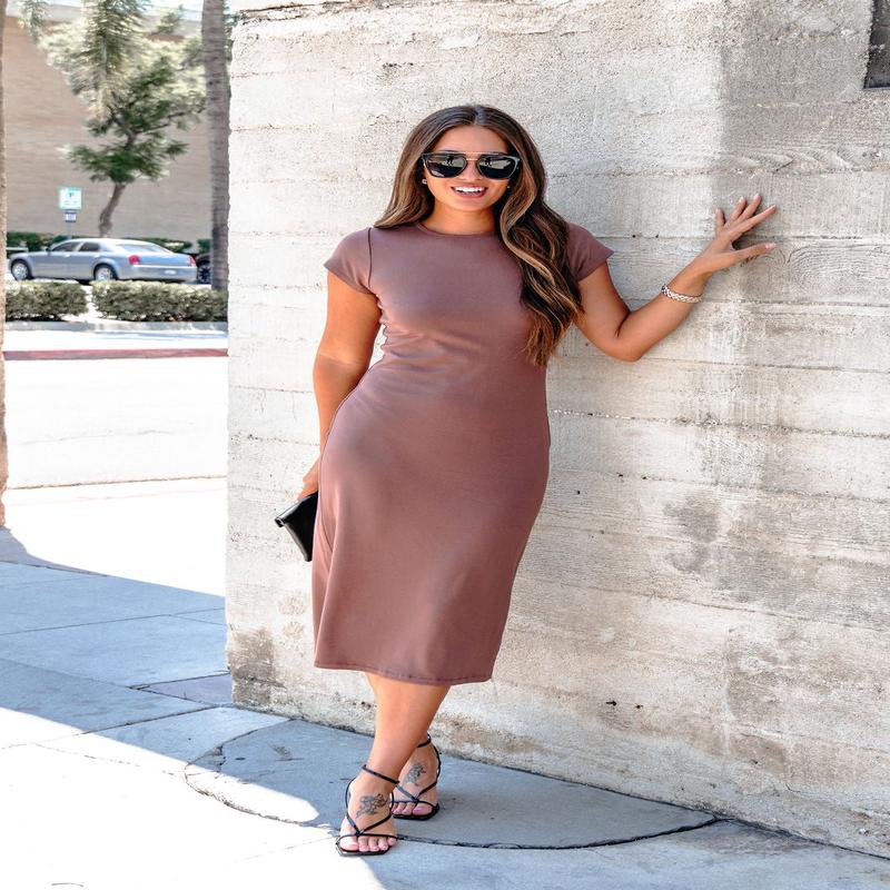 Cafe Chic Mocha Knit Midi Dress