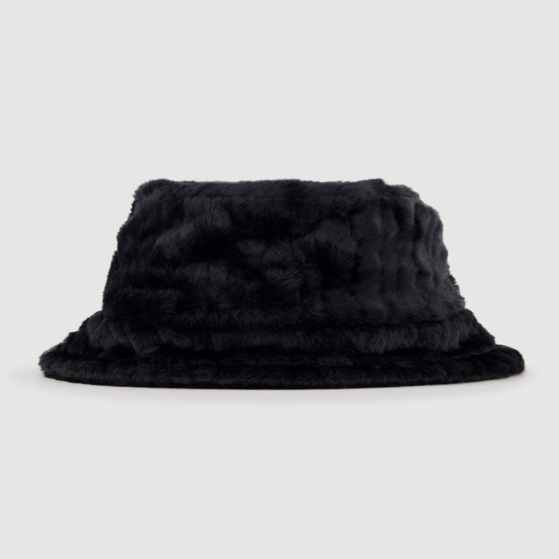 Faux Fur Ribbed Knit Bucket Hat