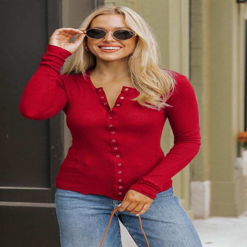 Free People Red Going Places Cardigan