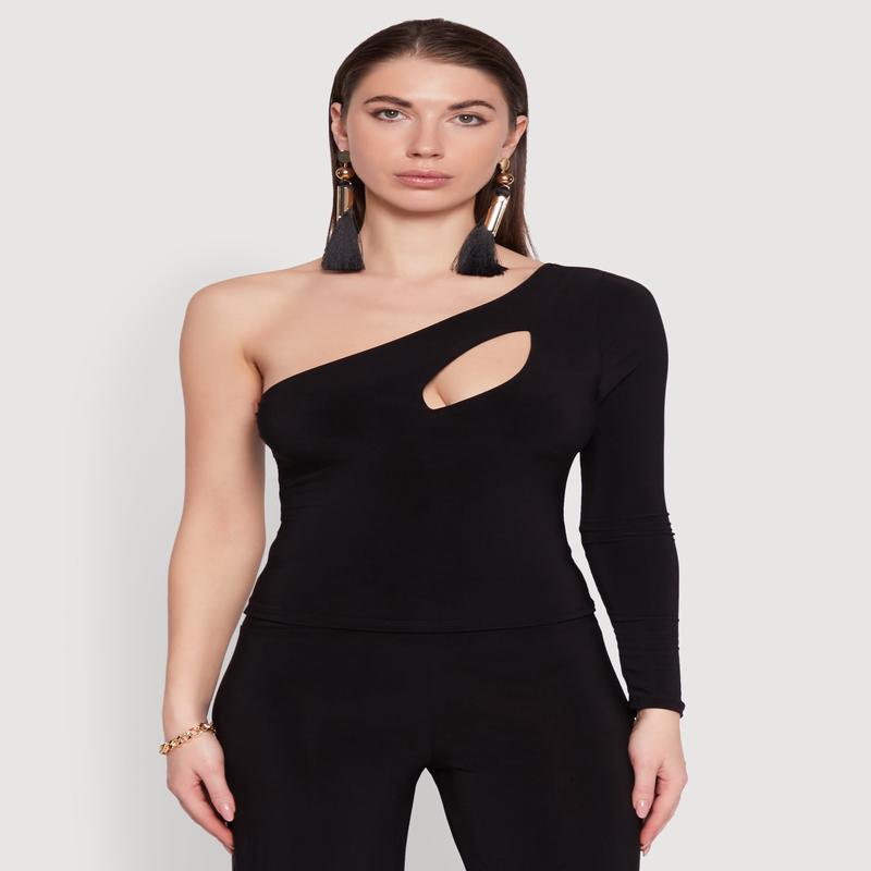 Asymmetrical Cut Out One Shoulder Top