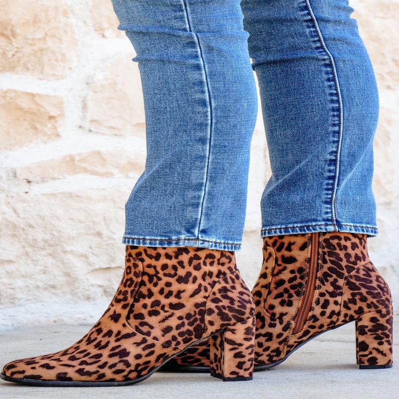Brown Leopard Suede Booties