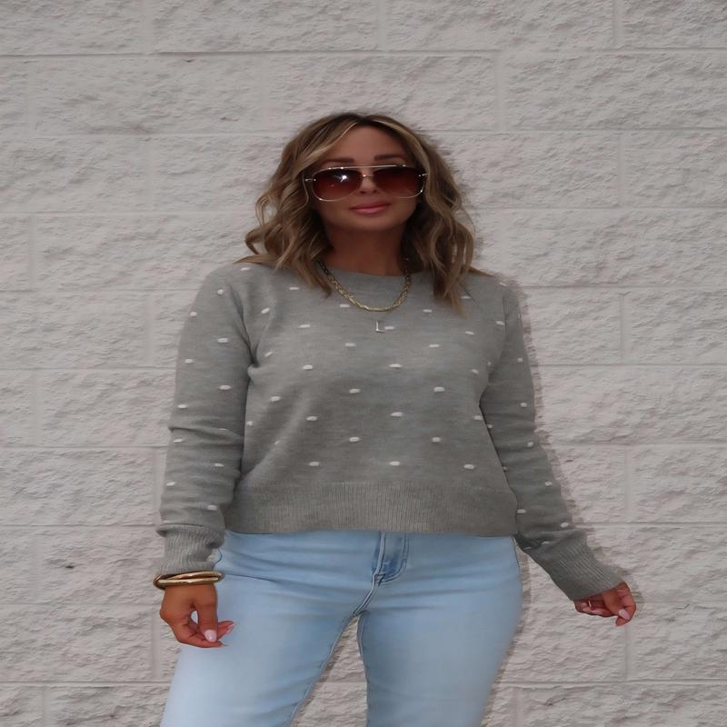 Ramona Sage Polka Dot Ribbed Sweater