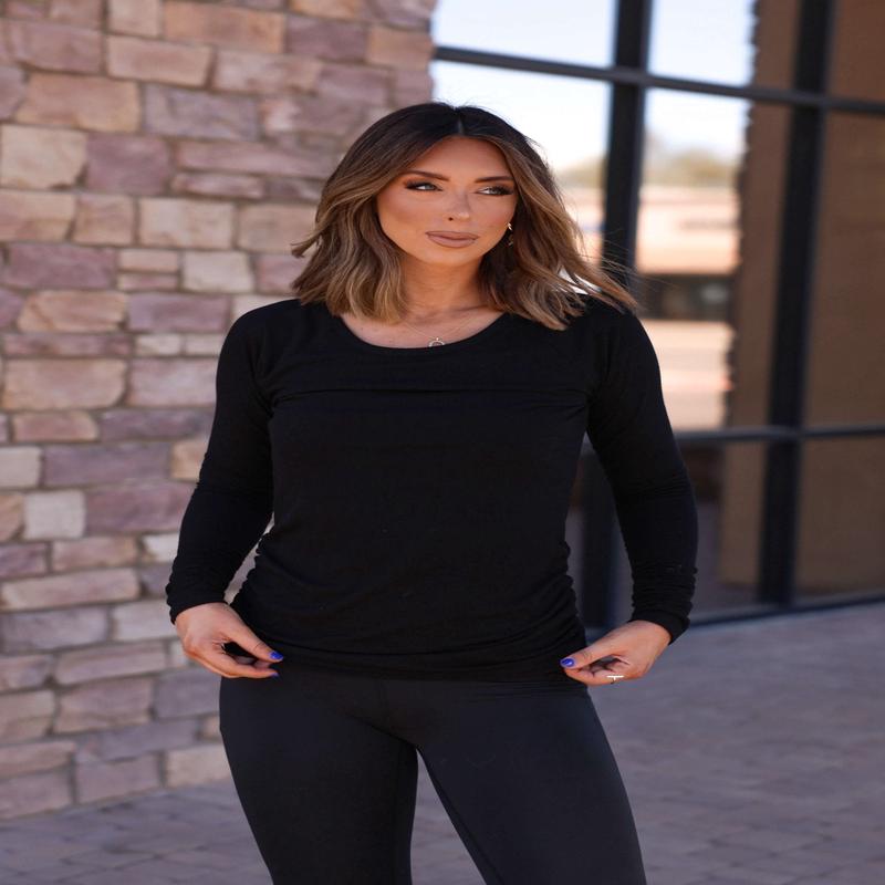 Black Ruched Sleeve Ribbed Top - DOORBUSTER