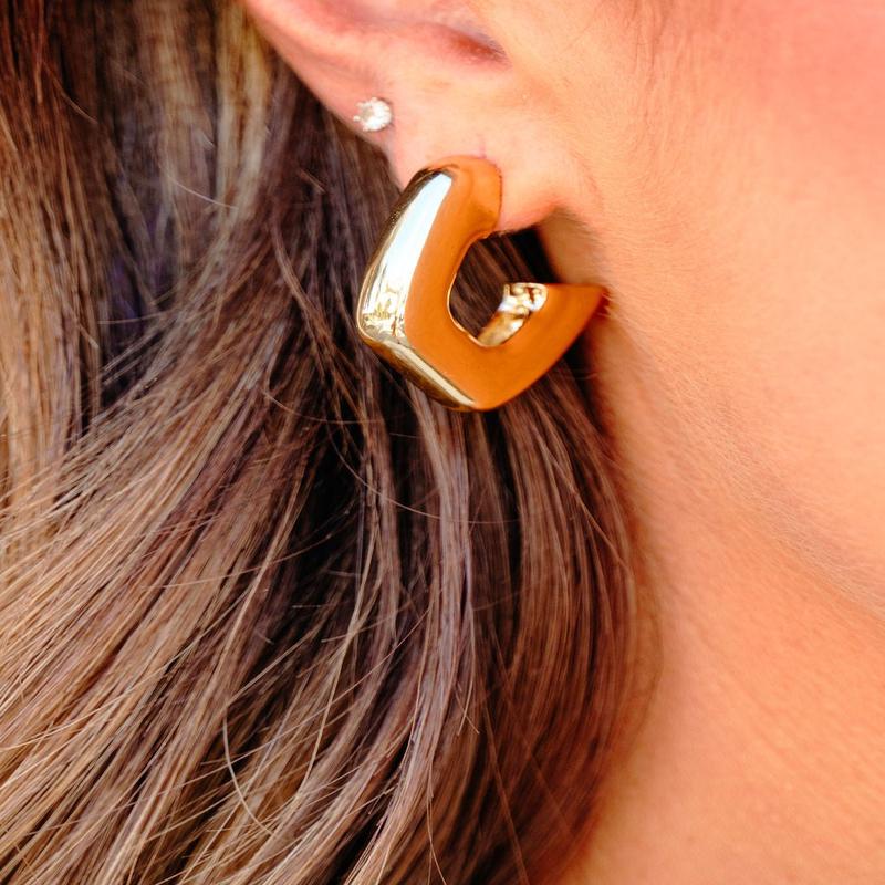 Gold Dipped Abstract Hoop Earrings