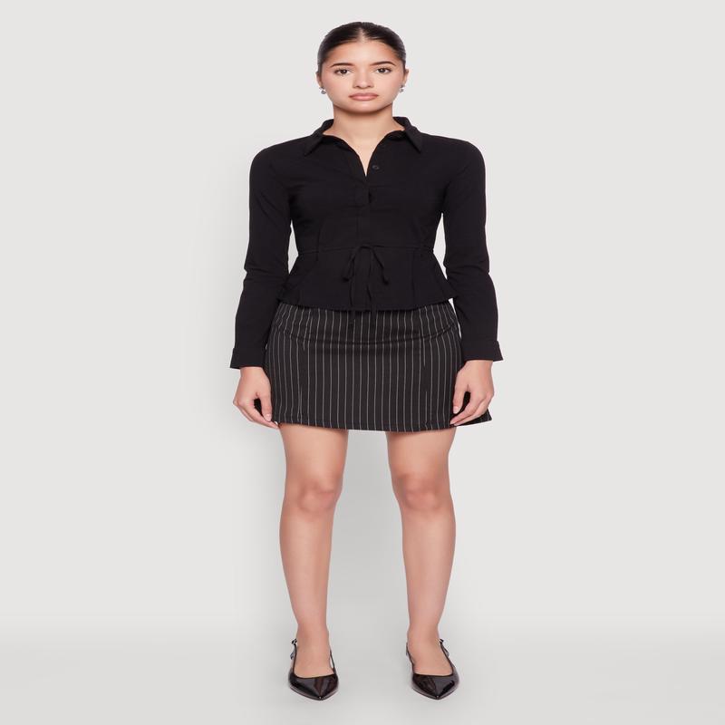 Iris Tie Waist Button Front Shirt