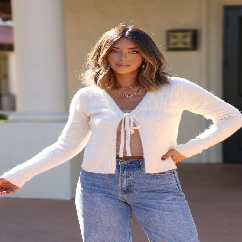 Natural Tie Front Cardigan