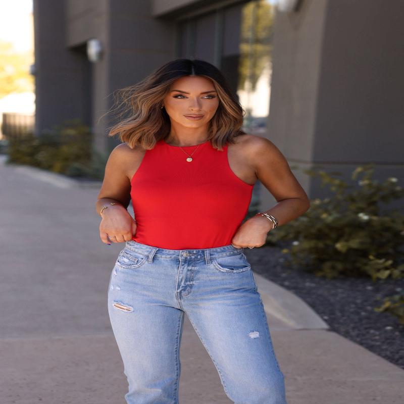 Sangria Nights Red Tank Bodysuit - DOORBUSTER