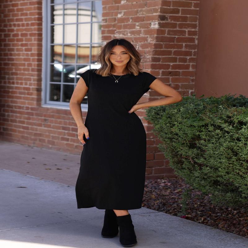 Simple Timeless Black Midi Dress