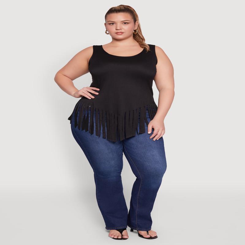Plus Size Fringe Hem Tank Top