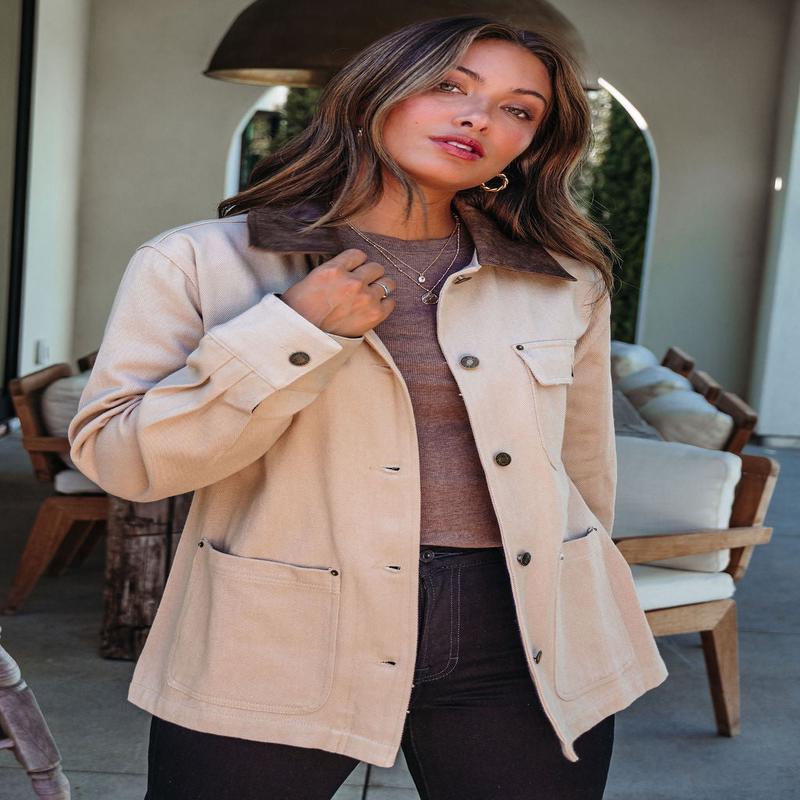 Sandstone Contrast Denim Shacket