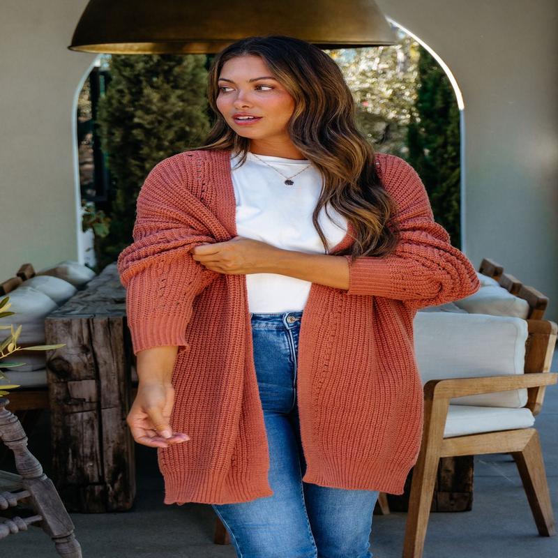 Terracotta Open Front Cardigan