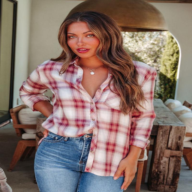 Autumn Spice Wine Plaid Shirt