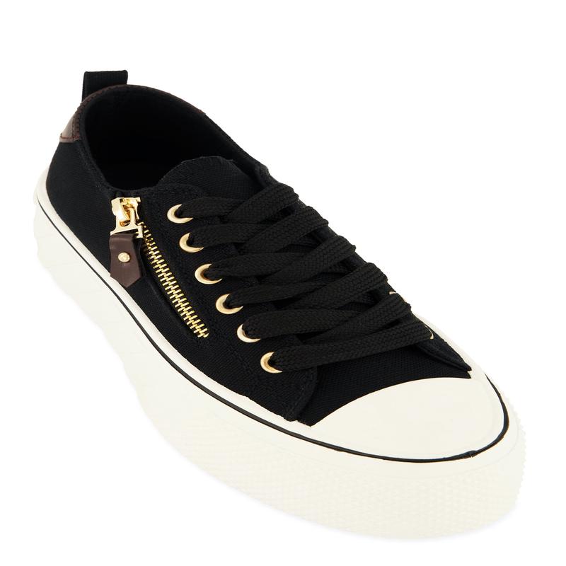 Canvas Zip Detail Platform Sneakers