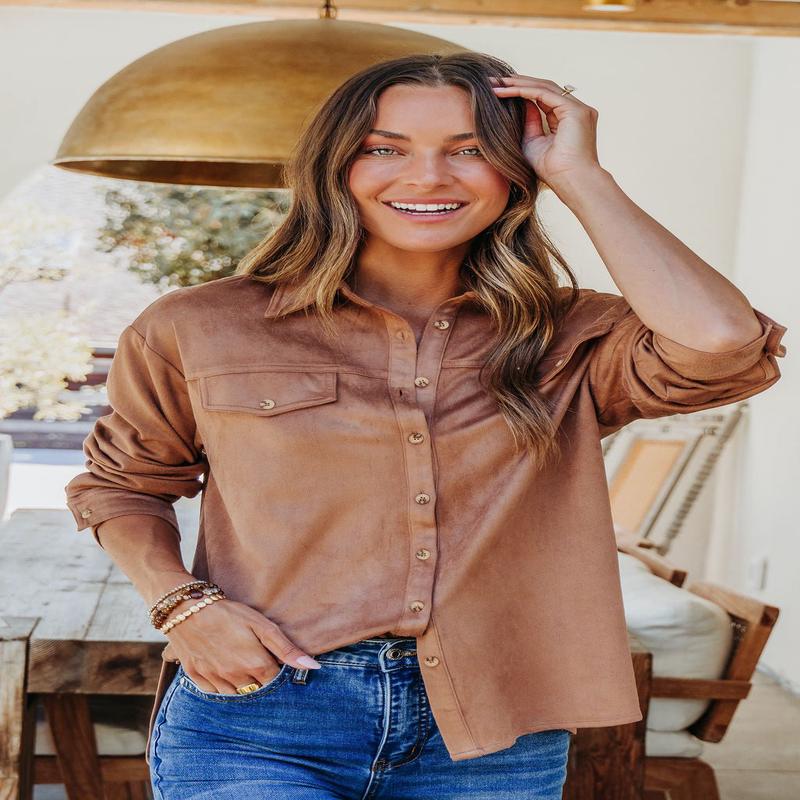 Carmel Brown Faux Suede Shacket