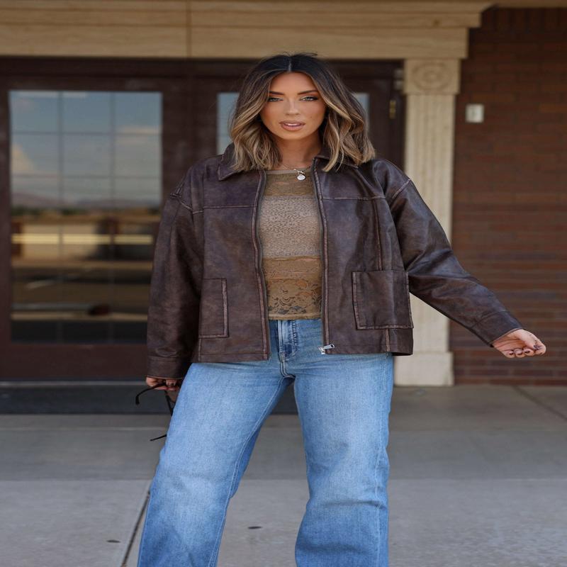 Jenna Brown Faux Leather Jacket