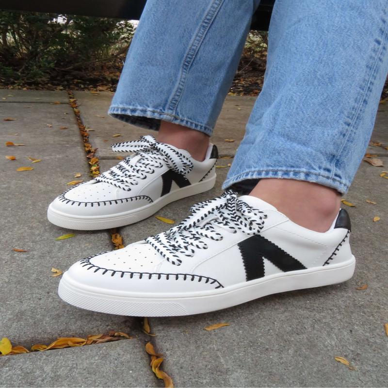 MIA Itzia Black and White Stitched Sneakers