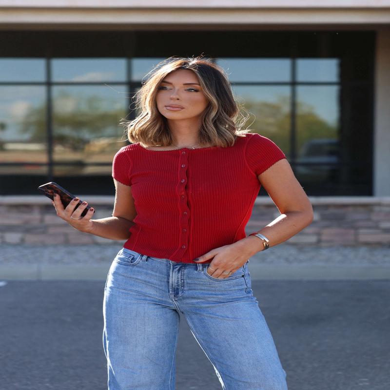 Free People Red Most Wanted Top