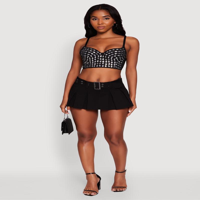 Gemstone Faux Pearl Beaded Bustier Top