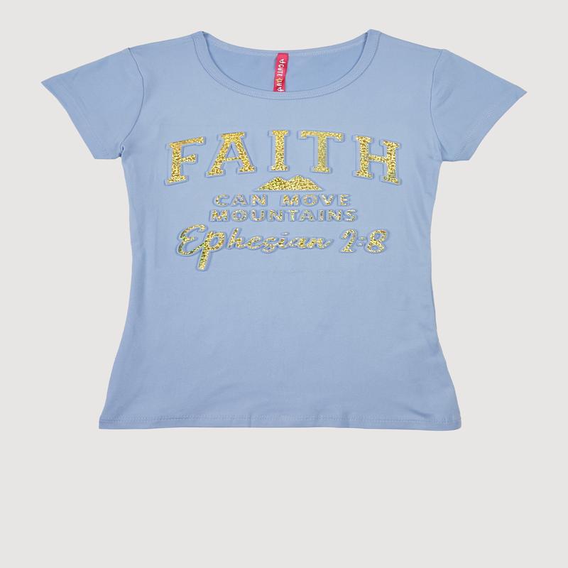 Girls 3D Embossed Faith Graphic Tee