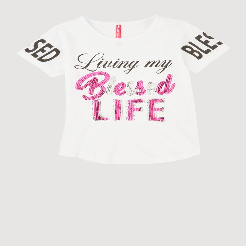 Girls Sequin Living My Blessed Life Tee