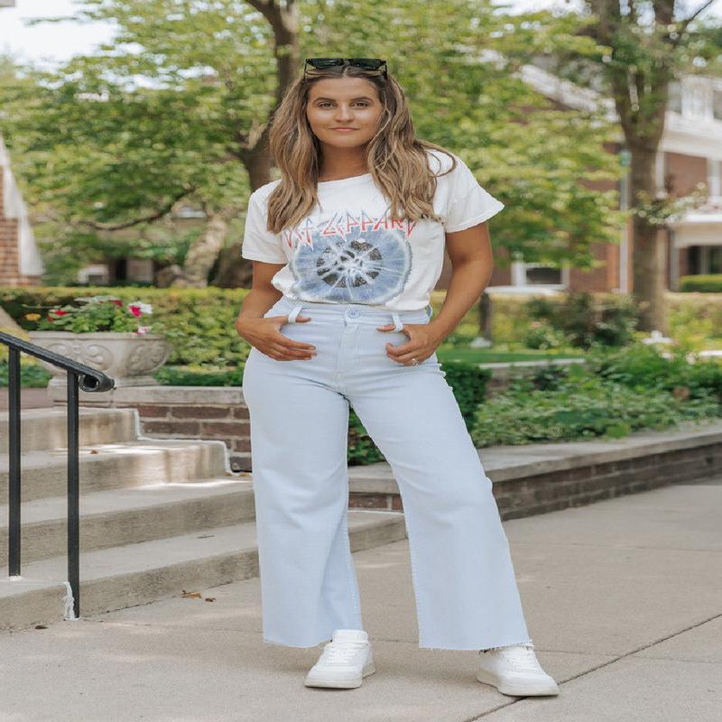 Light Denim Straight Wide Leg Pants