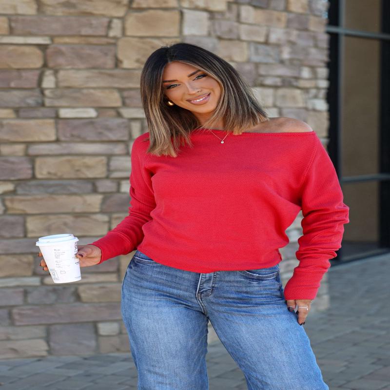 Free People Red Jess Thermal Top