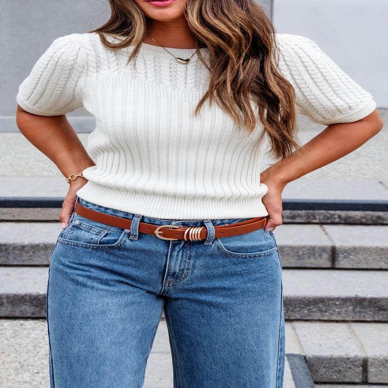 Brown Multi Ring Faux Leather Belt