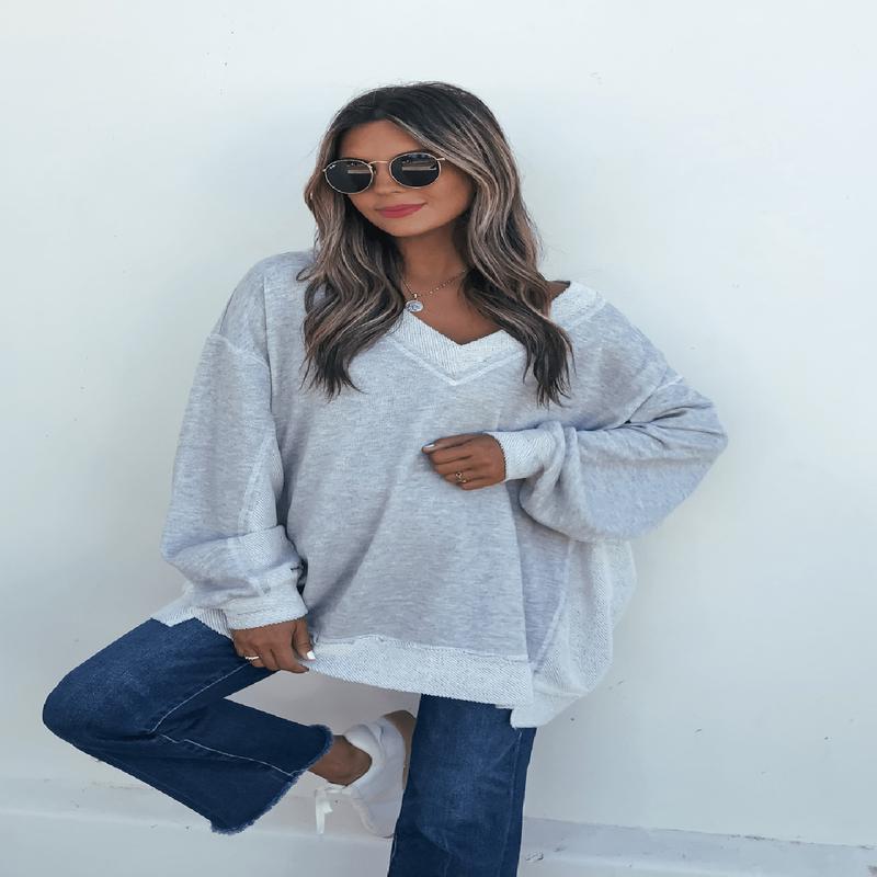 Grey Two Tone Oversized Sweatshirt
