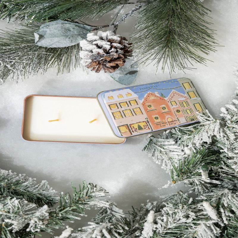 Christmas Village Print Tin Soy Candle