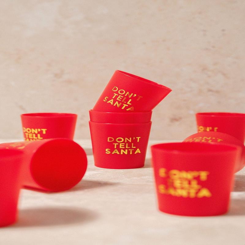 Red Don't Tell Santa Shot Cup Set