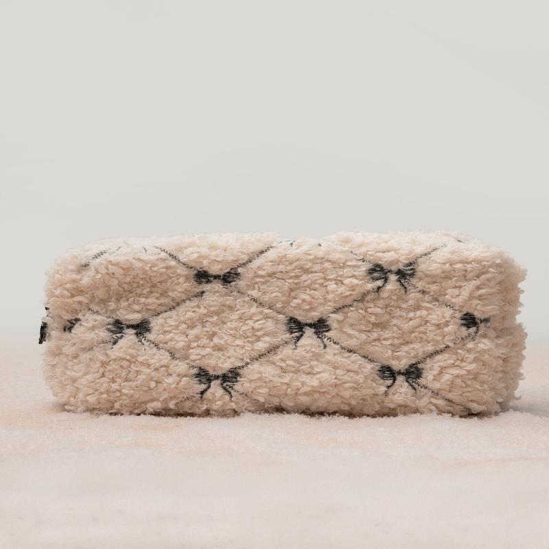 Cream Cherie Sherpa Cosmetic Pouch Bag