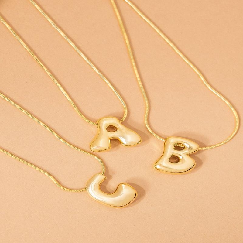 Gold Dipped Bubble Letter Pendant Necklace