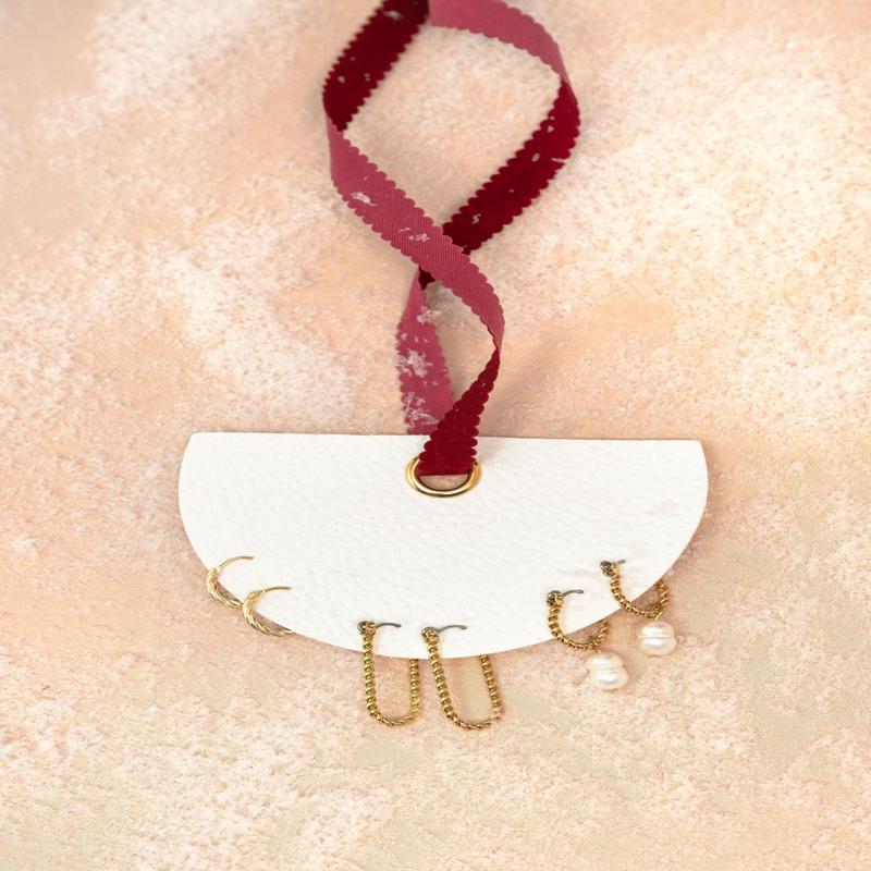 Gold Pearl Charm Twisted Hoop Earrings Set