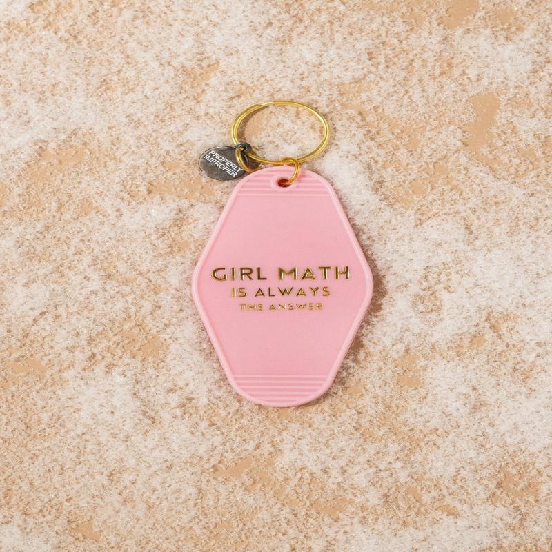 Pink Girl Math Motel Keychain